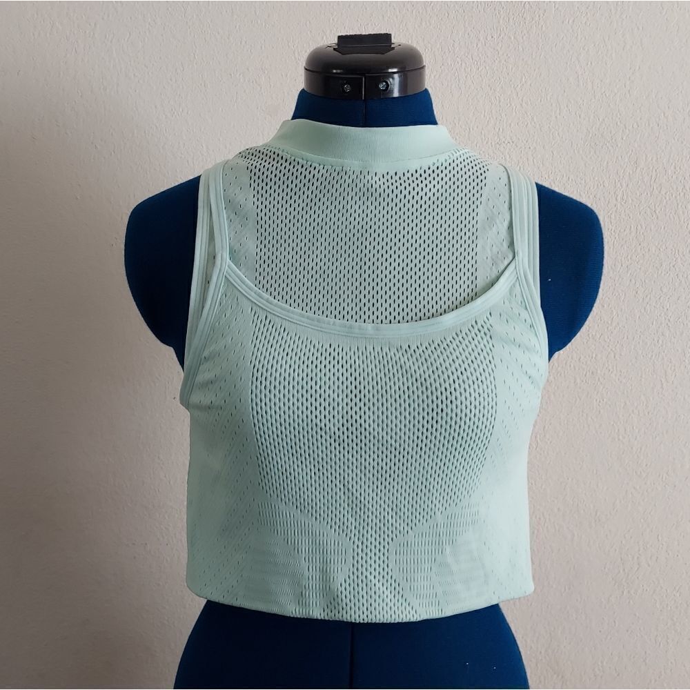 Nike City Ready Slim Fit Seamless Mesh Tank Top Turquoise Small